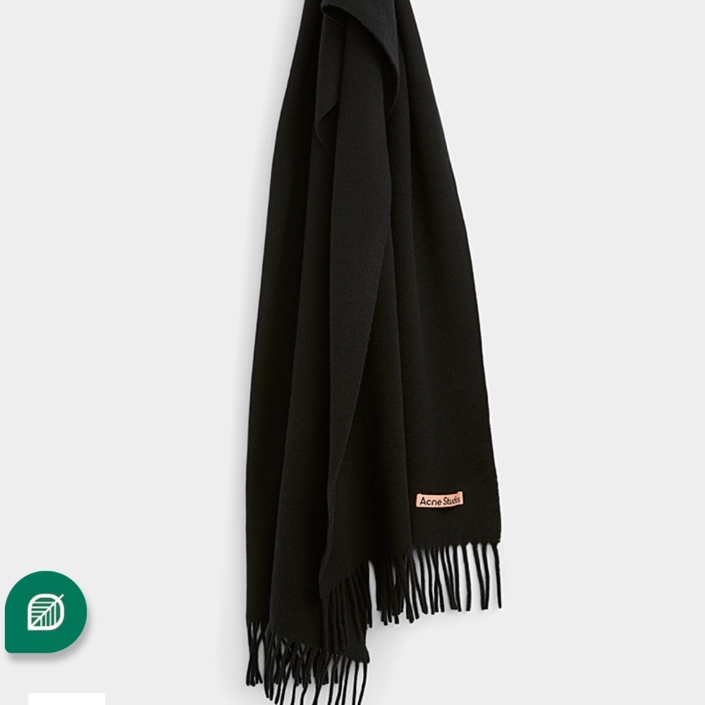Acne Studios black slim wool scarf